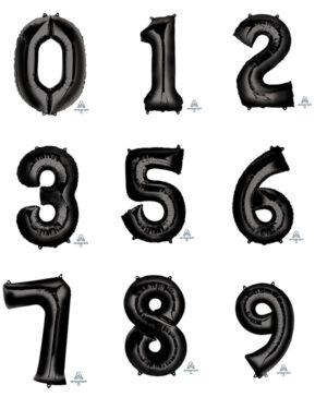 Folieballong / Tallballong: Alle Tall - Svart - 88cm