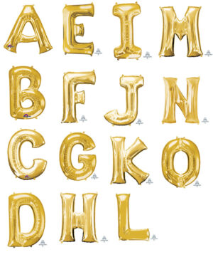 Folieballong / Bokstavballong: Alle Bokstaver - Gull - 86cm