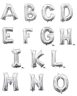 Folieballong / Bokstavballong: Alle bokstaver - Sølv - 33cm