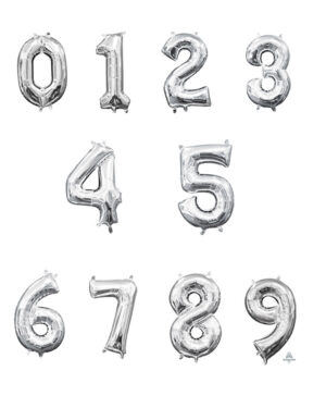 Folieballong / Tallballong: Alle Tall - Sølv - 33cm