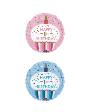 Folieballong: 1st Birthday Cupcake Boy / Girl - 43cm