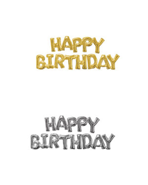 Folieballong / Ballongbanner: "Happy Birthday" - Flere farger