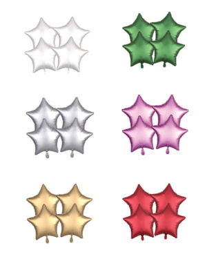 Folieballonger (4stk): Stjerner - Flere farger (Matt) - 43cm