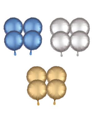 Folieballonger (4stk): Sirkel - Flere farger (Matt) - 43cm