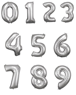 Folieballong / Tallballong: Alle Tall - Sølv - 88cm
