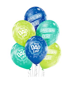 Lateksballonger (6stk): "Best Dad Ever" - 30cm