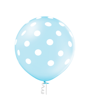 Lateksballong: Polka Dots / Prikker - 60cm - Sky Blue (Crystal)