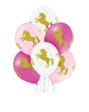 Lateksballonger (6stk): Enhjørning - 30cm