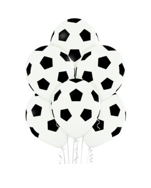 Lateksballonger (6stk): Fotball - 30cm - Hvit (Pastel)