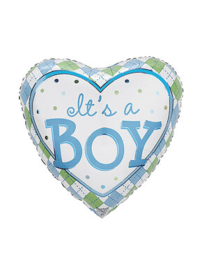 Folieballong: "It's a Boy" - Hjerteformet - 43cm
