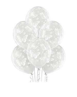 Lateksballonger (50stk): Sommerfugler - 30cm - Crystal
