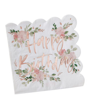 Servietter (16stk): "Happy Birthday" - 16,5cm