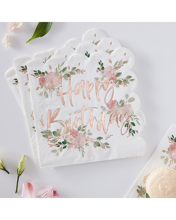 Servietter (16stk): "Happy Birthday" - 16,5cm - Bilde 2