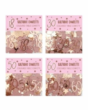 Konfetti: Ulike tall & Hjerter - Rosa Metallic