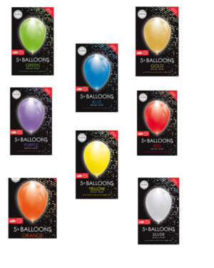 Lateksballonger (5stk): LED/LYS Ballonger - Flere farger - 30cm