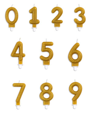 Kakelys / Tallys: Gull & Glitter - Ulike tall - 7cm