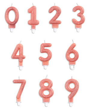 Kakelys / Tallys: Rosegull & Glitter - Ulike tall - 7cm