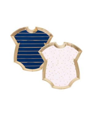 Tallerkener (8stk): Baby klær - Rosa & Blå - 27 x 24cm