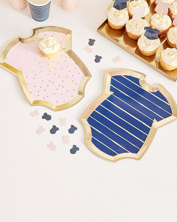 Tallerkener (8stk): Baby klær - Rosa & Blå - 27 x 24cm - Bilde 2