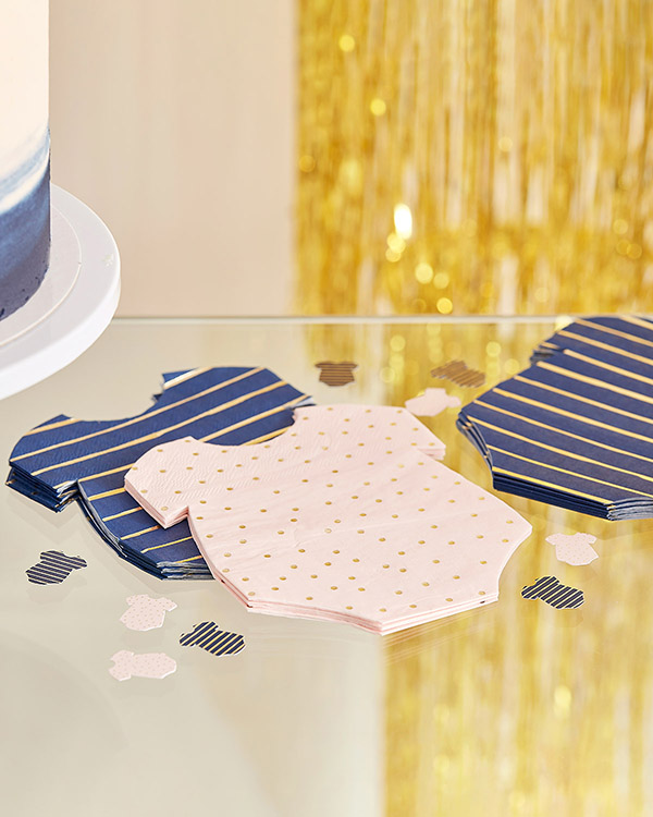 Servietter (16stk): Baby klær - Rosa & Blå - 12 x 16cm - Bilde 2