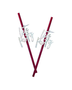 Sugerør (16stk): med "Lets party" tekst - 19,5cm