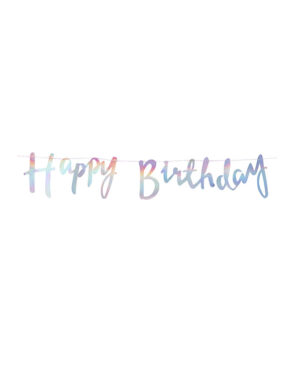 Banner / Girlander: "Happy Birthday" - Iriserende - 1,5m