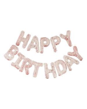 Folieballong / Ballongbanner: "Happy Birthday" - Rosegull