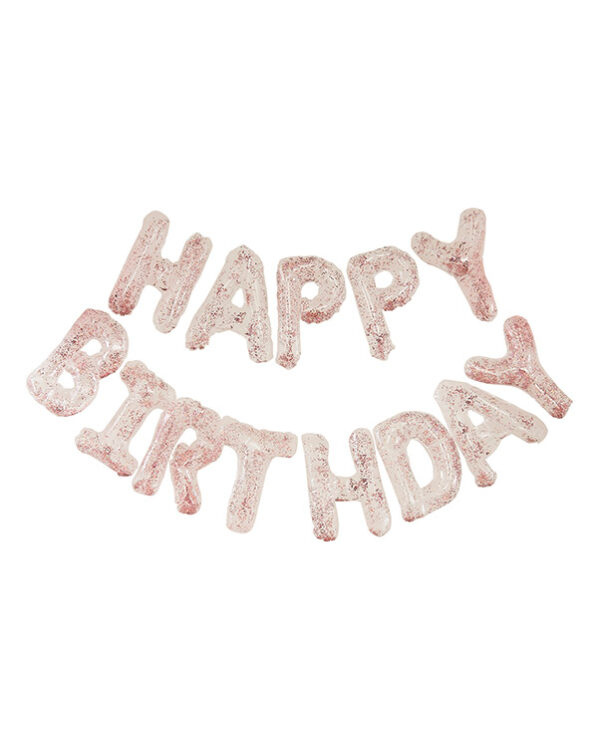 Folieballong / Ballongbanner: "Happy Birthday" - Rosegull