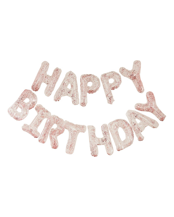 Folieballong / Ballongbanner: "Happy Birthday" - Rosegull