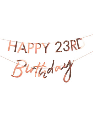 Banner / Girlander: Bursdag med valgfritt tall - Rosegull