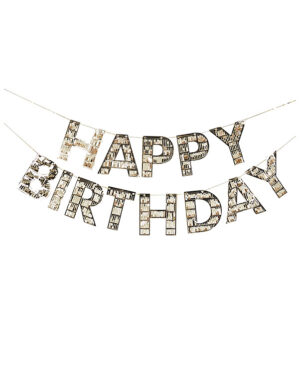 Banner / Girlander: "Happy Birthday" - Gull - 3m