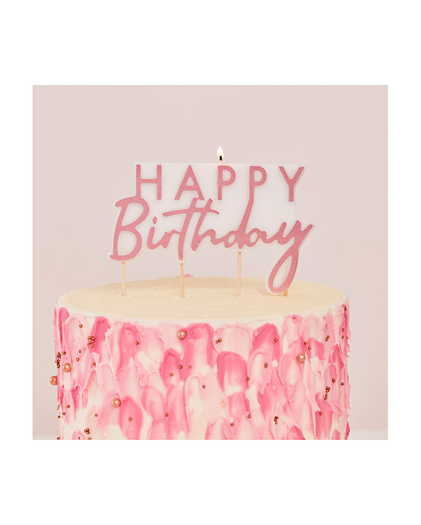 Kakelys: "Happy Birthday" - Rosegull - 11 x 12cm - Bilde 2