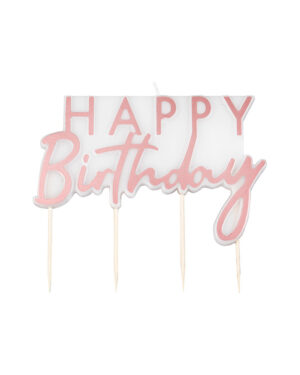 Kakelys: "Happy Birthday" - Rosegull - 11 x 12cm