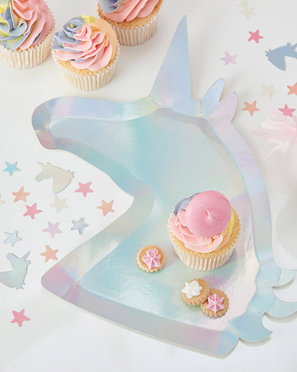 Tallerkener (10stk): Enhjørning - Iriserende - 30 x 25cm - Bilde 3