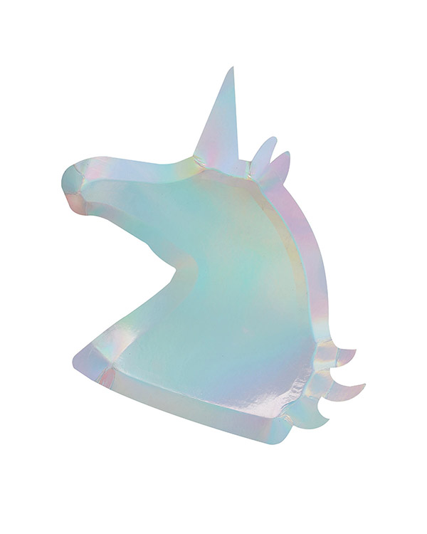 Tallerkener (10stk): Enhjørning - Iriserende - 30 x 25cm