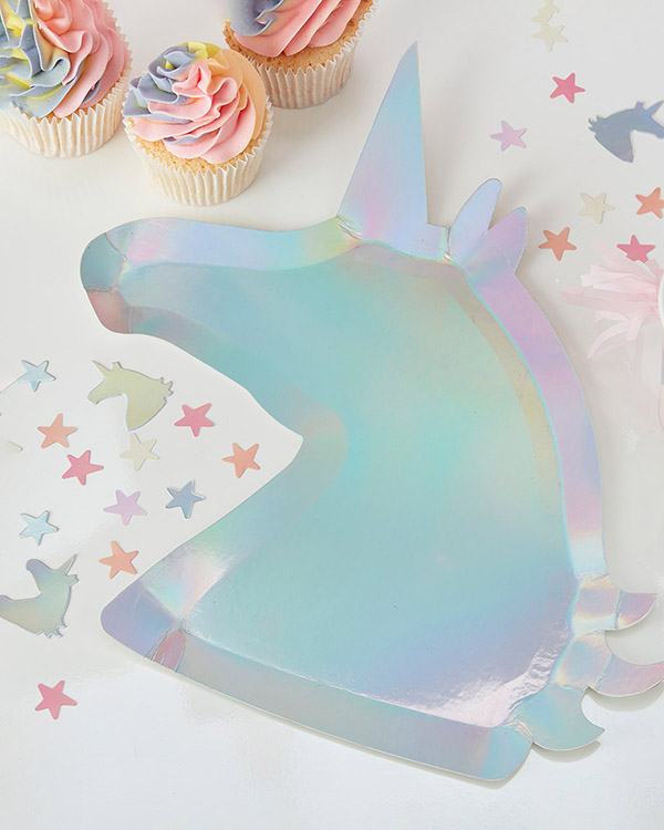 Tallerkener (10stk): Enhjørning - Iriserende - 30 x 25cm - Bilde 2