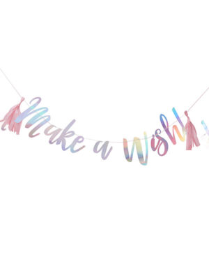 Banner / Girlander: "Make a wish" - Iriserende - 2m