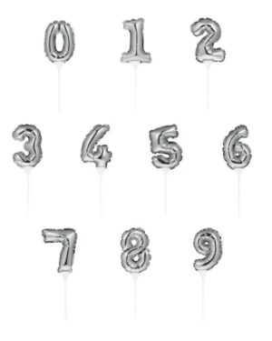 Kaketopp: Ulike tall - Sølv - 13cm