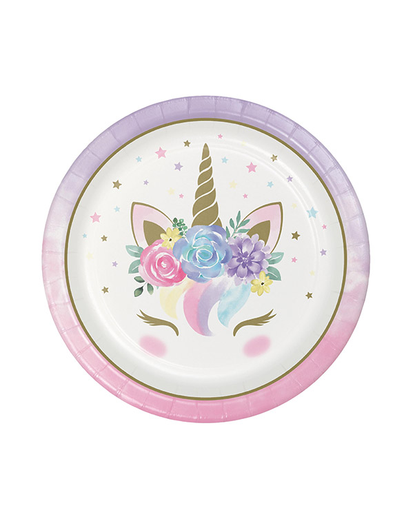 Tallerkener (8stk): Enhjørning - 23cm