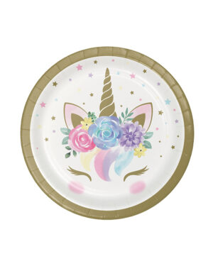 Tallerkener (8stk): Enhjørning - 18cm