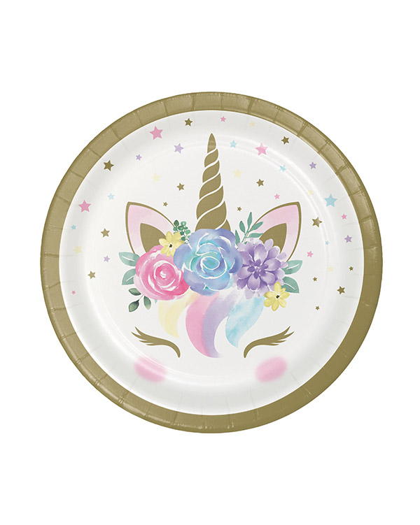 Tallerkener (8stk): Enhjørning - 18cm