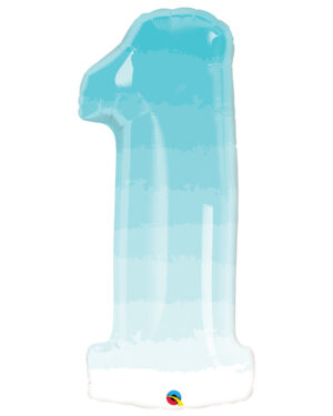 Folieballong / Tallballong: "1" - Lys Blå Ombre - 66 x 88cm