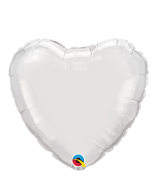 Folieballong: Hjerte - Hvit - 23cm
