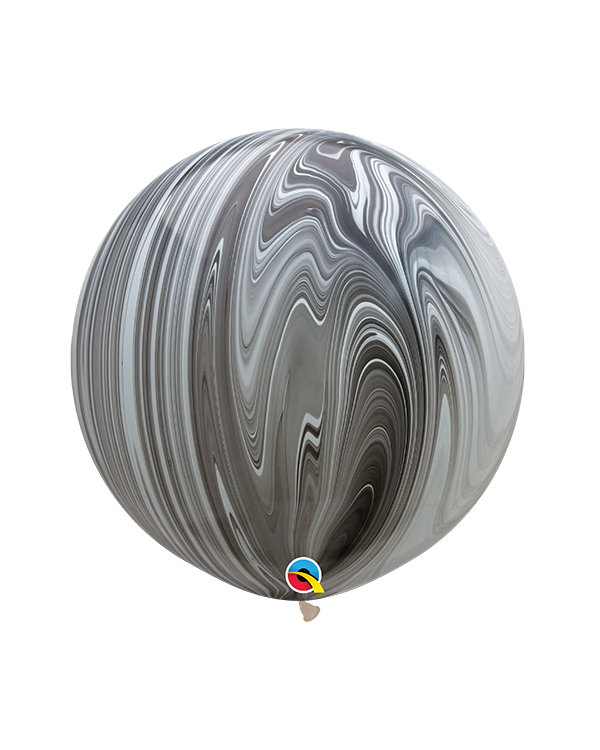 Lateksballonger (2stk): Marmorballonger - Svart & Hvit - 76cm