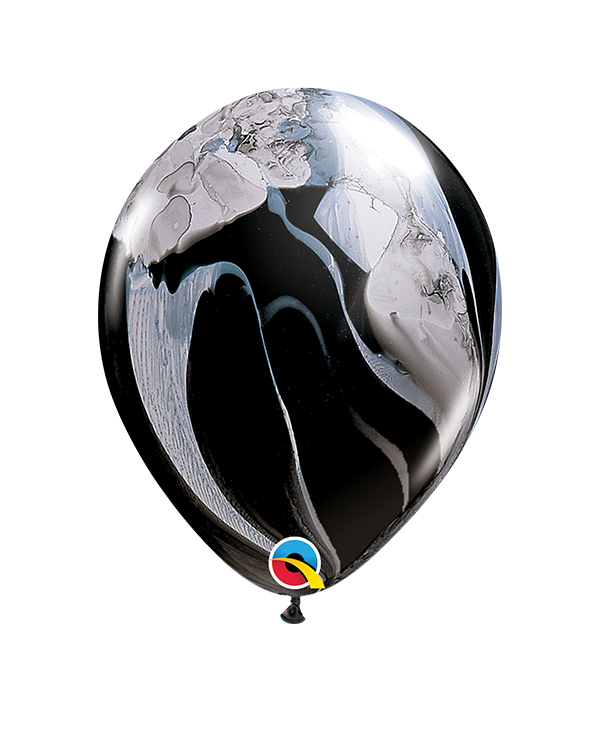 Lateksballonger (25stk): Marmorballonger - Svart & Hvit - 28cm