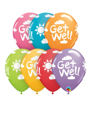 Lateksballonger (25stk): "Get Well" Assortert - 28cm