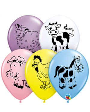Lateksballonger (25stk): Gårdsdyr - 28cm