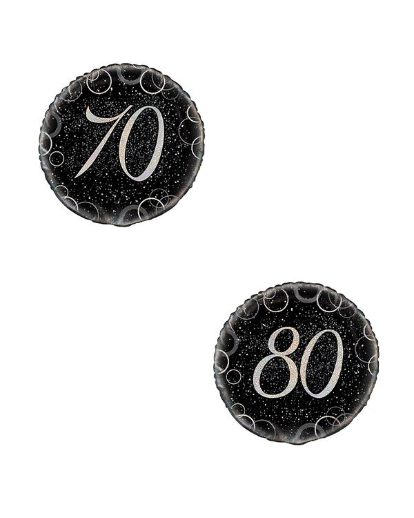 Folieballong: Ulike Tall - Sølv & Svart - 45cm