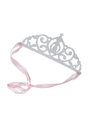 Krone / Tiara (5stk): Sølv Glitter - 19 x 9cm