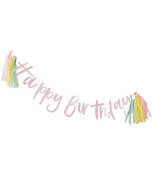Banner / Girlander & Tassels: "Happy Birthday" - Fargerik - 2m